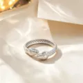 Fashion minimalist silver snake open ring, adjustable metal titanium steel jewelry for women. - Double Snake Head Scale Style / Silver