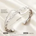 Edler Edelstahl geflochtener Armreif, wasserdicht, verstellbare Größe, in silberner Optik. - Silber Z-Form Geflochten Glatt