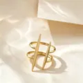 Gold open titanium steel ring with unique dagger spike design, elegant fashion variant. - Gold Exaggerated