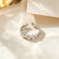 Anillo abierto de acero inoxidable con corazones, joya de dedo plateada elegante moda. - Anillo De Corazón / Plateado