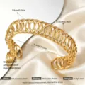 Verstellbarer 18K vergoldeter Edelstahl Mehrring Armreif für Damen, stilvoll und wasserdicht. - Gold C-Form
