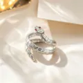 Silver tone snake open ring adjustable titanium steel minimalist fashion jewelry for women - Red Drip Oil Style / Silver