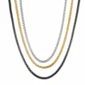 Collar de cadena cuadrada de acero inoxidable para hombre, accesorio de joyería texturizado elegante. - 18+5CM / Multicolor chapado al vacío