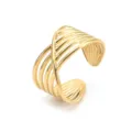 Geometric multi-layer open ring, gold-plated titanium steel minimalist daily wear jewelry - Multi-Layer Criss-Cross Geometric Style (7796) / Gold