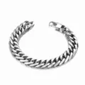 Pulsera de Cadena Cubana de Acero Inoxidable 10.5MM Hip Hop Pulido Plata Hombre Moda - Cadena de eslabones / 21CM (Cierre H) / Color acero