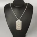 Stainless steel letter S pendant necklace, hip hop style dog tag fashion jewelry for street wear. - Letter S