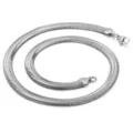 Collar de cadena de serpiente plana de acero inoxidable, cadena plateada de hip-hop para hombre. - Cadena de serpiente plana / Ancho 4mm Largo 60cm