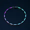 Pulsera de acero inoxidable de bambu arcoiris para hombres y mujeres moda joyas - Pulsera de bambú multicolor 3,2 mm 17 cm (con cadena de extensión de 3 cm) / Multicolor