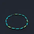 Moda hombres mujeres acero de titanio arco iris endurecido cadena de bambú pulsera joyería - Pulsera de bambú multicolor 3,2 mm 18 cm (con cadena de extensión de 3 cm) / Multicolor