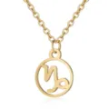 Gold stainless steel zodiac necklace with a hollow circular pendant, stylish astrological jewelry. - Capricorn / Gold
