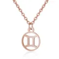 Stainless steel rose gold Gemini zodiac sign pendant necklace with delicate chain link accessory. - Gemini / Rose Red