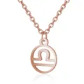 Rose gold stainless steel Libra zodiac sign pendant necklace with a delicate fine chain. - Libra / Rose Red