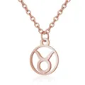 Taurus Zodiac Sign Necklace Rose Gold Stainless Steel Hollow Pendant Jewelry Item - Taurus / Rose Red