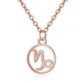 Rose gold stainless steel Capricorn zodiac sign hollow circular pendant necklace jewelry. - Capricorn / Rose Red