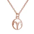Rose gold stainless steel Aries constellation cutout pendant necklace with fine chain. - Aries / Rose Red