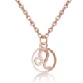 Rose Gold Stainless Steel Leo Zodiac Constellation Pendant Necklace with Fine Chain Jewelry - Leo / Rose Red