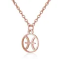 Rose Gold Stainless Steel Pisces Zodiac Sign Pendant Necklace Hollow Chain Jewelry Accessory - Pisces / Rose Red