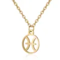 Gold stainless steel Pisces zodiac pendant necklace with fine chain, chic astrology jewelry. - Pisces / Gold