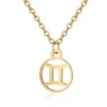 Gold stainless steel Gemini zodiac necklace with cutout circle pendant for daily wear. - Gemini / Gold