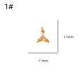 Gold stainless steel whale tail pendant DIY jewelry accessory charm, compact 11mm size. - Style 1 / Gold