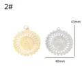 Retro Edelstahl hohler runder Anhänger DIY Schmuck Zubehör Halskette Charm 40mm - 2# Stil / Gold