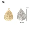 Gouden en zilveren filigraan druppel hanger DIY sieraad holle metalen accessoire 58x41mm - Stijl 2 / Goud
