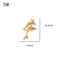 Gold double dolphin stainless steel pendant DIY jewelry accessory charm component 18.5x19mm - Size 5 / Gold