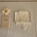 Exquisite vintage floral lace ribbon scarf, delicate embroidery detail for women chic style. - 1# Creamy White
