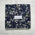 Detailed shot of vintage floral cotton handkerchief with delicate lace edge, soft texture. - 5#