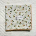 Vintage floral print cotton handkerchief with delicate lace trim, elegant spring square scarf. - 6#