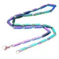 Collar de cadena de tubo geométrico de acero titanio arcoíris para hombres estilo calle - 60CM / Arcoíris templado 3 mm