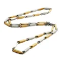 Collar geométrico de acero inoxidable para hombre, cadena bicolor de oro y plata. - 60CM / Color oro bicolor de 18K de 3 mm