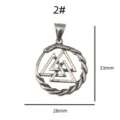 Close-up of the vintage stainless steel Valknut rune pendant, showing intricate details. - Style 2 / Pendant Only (Without Chain)