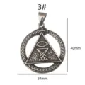 Vintage stainless steel occult pendant detail, Ouroboros triangle eye sigil view - Style 3 / Pendant Only (Without Chain)