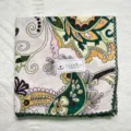 Cotton floral print square scarf with lace edge, vintage pastoral style neckerchief headband. - 7#