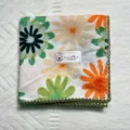 Korean style vintage floral cotton square scarf with delicate lace border for women spring autumn - 8#