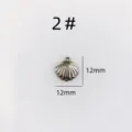 Stainless steel shell pendant charm for DIY jewelry making, size 12mm, 1 piece pack. - 2# / Silver