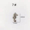 Silver tone hollow seahorse metal pendant DIY jewelry accessory size 11x23mm charm - Size 7 / Silver