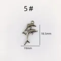 Double dolphin metal pendant DIY jewelry accessory charm with size specs 19x18.5mm - Size 5 / Silver