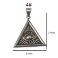 Vintage stainless steel triangle eye pendant necklace retro punk hip hop jewelry accessory 37mm - Style 4 / Pendant Only (Without Chain)
