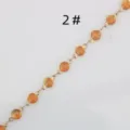 Stainless steel gold-plated chain with orange glitter enamel components for DIY jewelry making. - 2# Orange