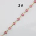 Stainless steel DIY gold chain with pink glitter round links semi-finished jewelry accessory. - 3# Pink