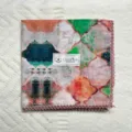 Cotton retro square scarf with elegant lace trim, vintage floral printed handkerchief. - 24#