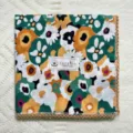Korean style vintage floral cotton square scarf with lace border, elegant neckerchief. - Code 27