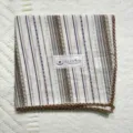 Retro striped cotton square scarf with crochet lace edge, vintage literary style neckerchief. - Code 31