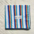Colorful striped cotton square scarf with lace border, vintage fashion head wrap. - 38#