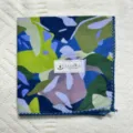 Vintage pure cotton floral square scarf with blue lace trim, soft pastoral neckerchief. - 40#