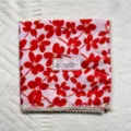Korean vintage red floral cotton handkerchief with lace trim, stylish hair scarf and neckerchief. - Code 47