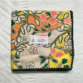 Vintage floral cotton handkerchief with lace trim, sweet pastoral style scarf for women. - Code 48