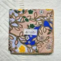 Vintage floral cotton square scarf with delicate lace edge, perfect for chic styling. - Code 49